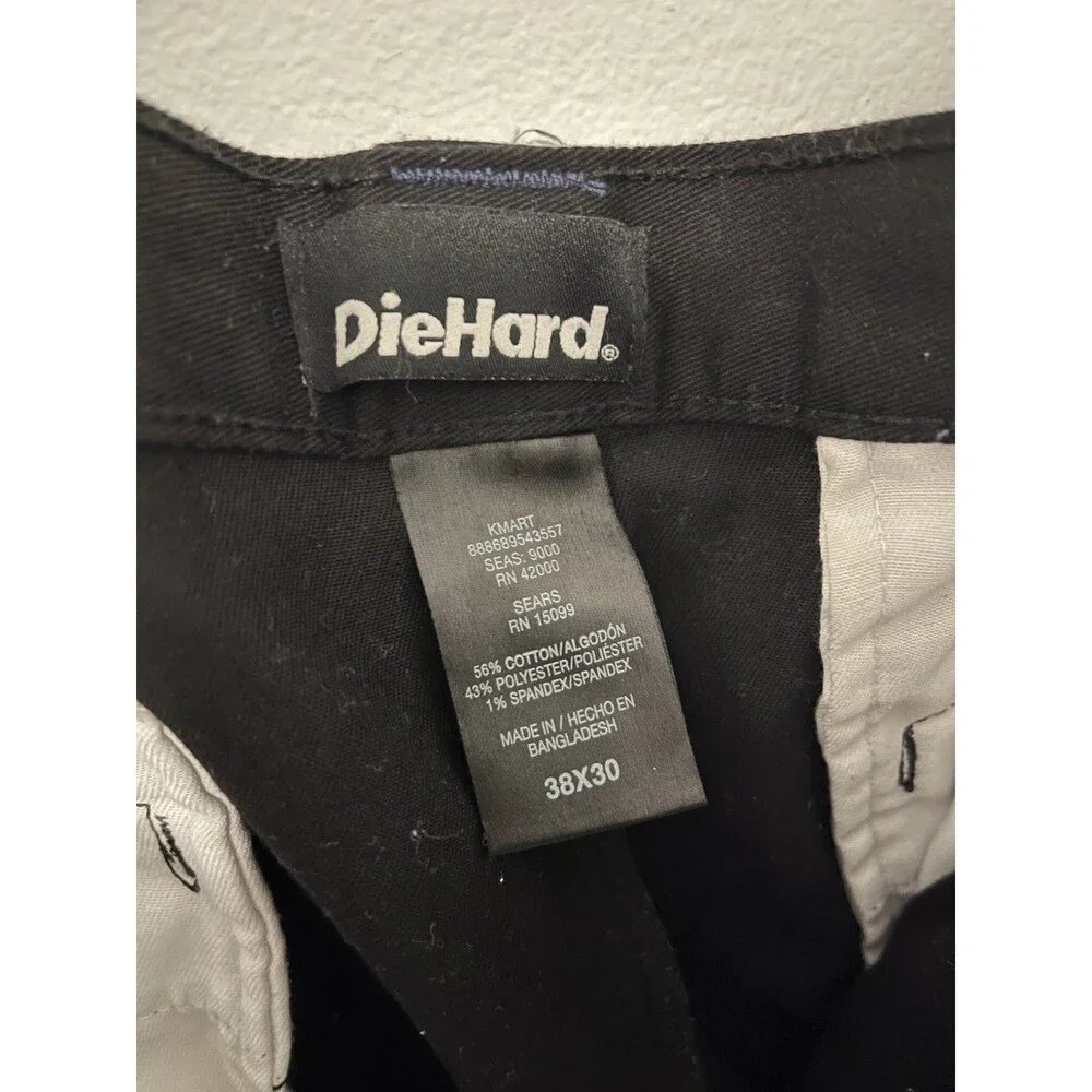 DieHard Mens 38x30 Black Work Pants Utility Carpenter Stretch Sears